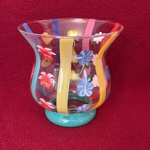 Vintage Telefloral Gift Hand Painted Floral Pattern Glass Vase